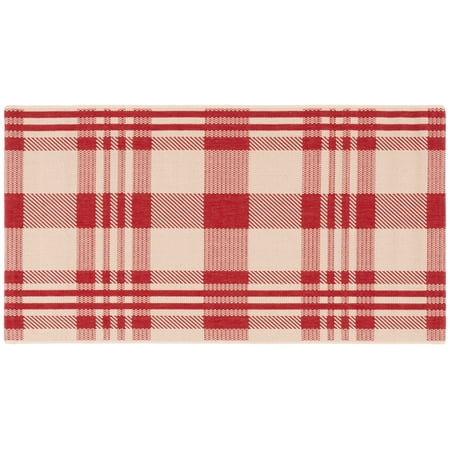 Safavieh Courtyard Benjamin Plaid Indoor/Outdoor Area Rug, Red/Bone, 2'7" x 5'