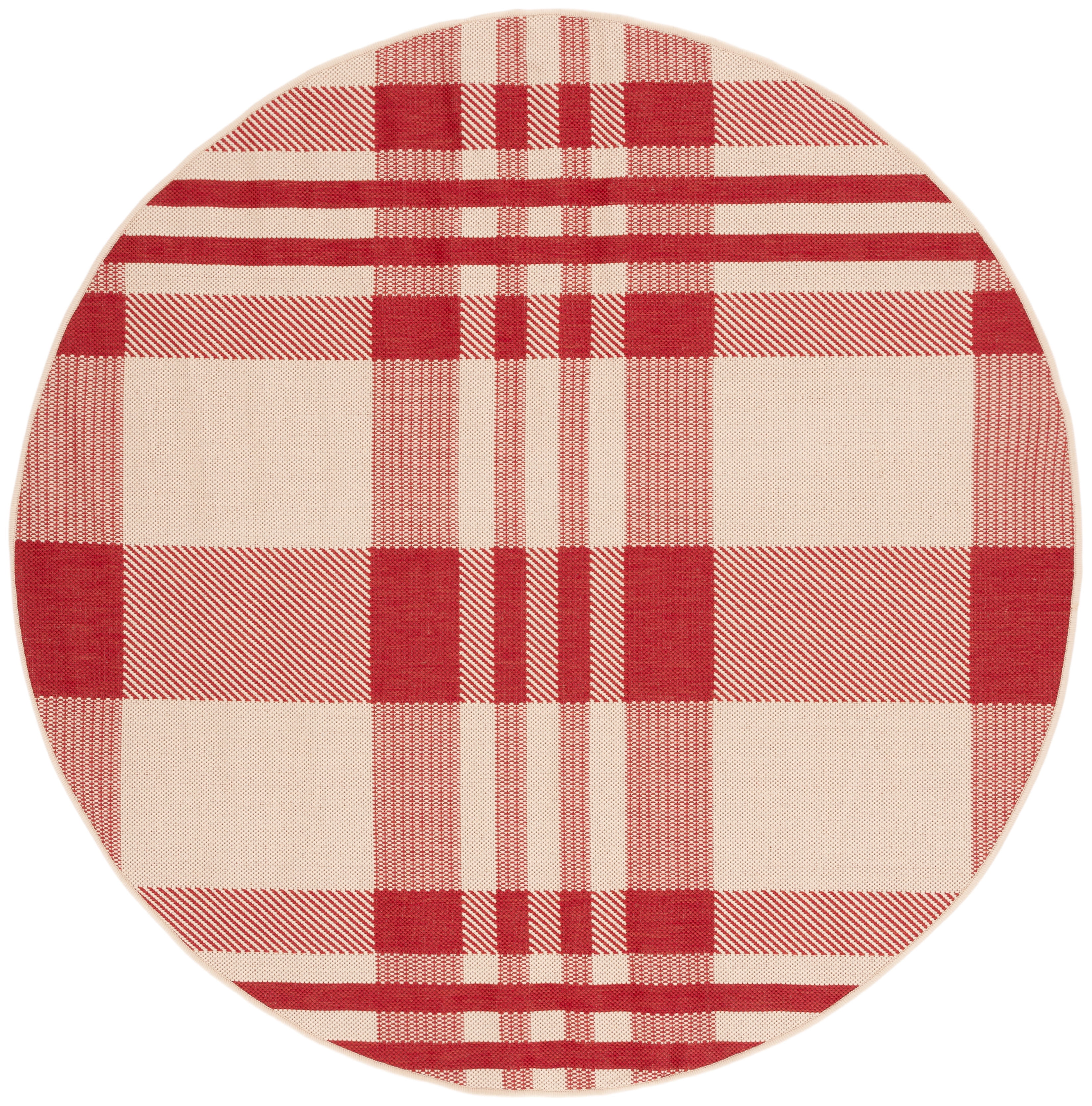 Safavieh Courtyard Benjamin Plaid Indoor/Outdoor Area Rug, Red/Bone, 4 ...