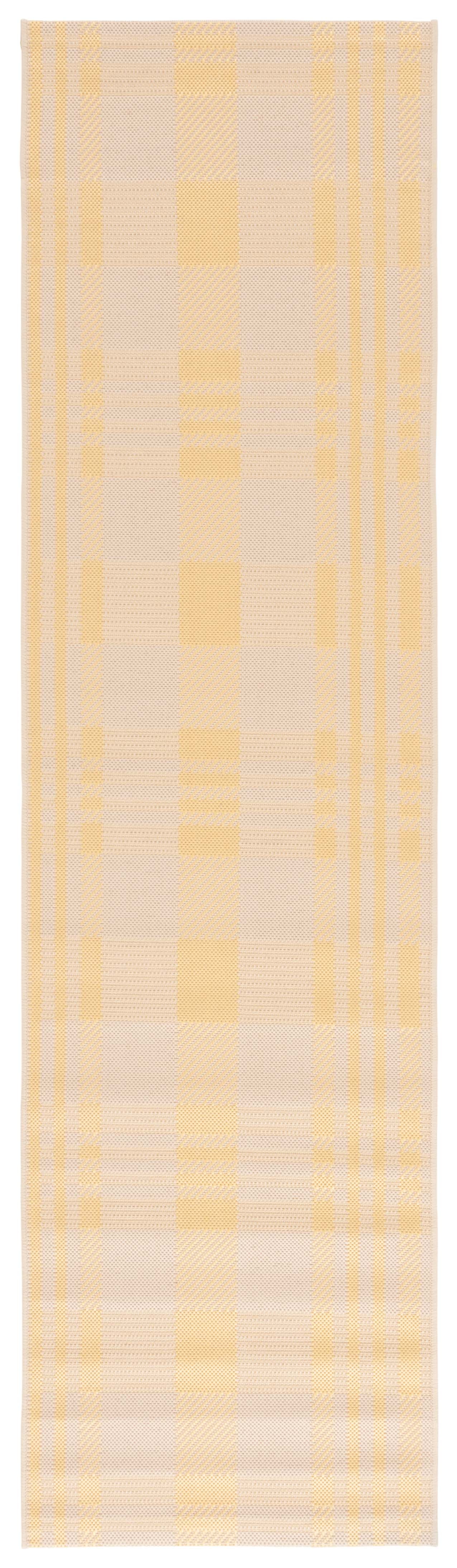 Safavieh Courtyard Benjamin Plaid Indoor/Outdoor Runner Rug, Gold/Beige, 2'3" x 8'