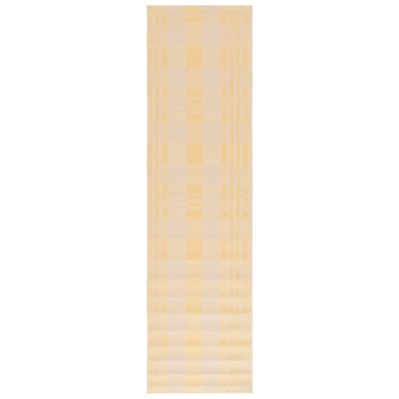 SAFAVIEH Courtyard Benjamin Plaid Indoor/Outdoor Runner Rug, Gold/Beige, 2'3" x 8'