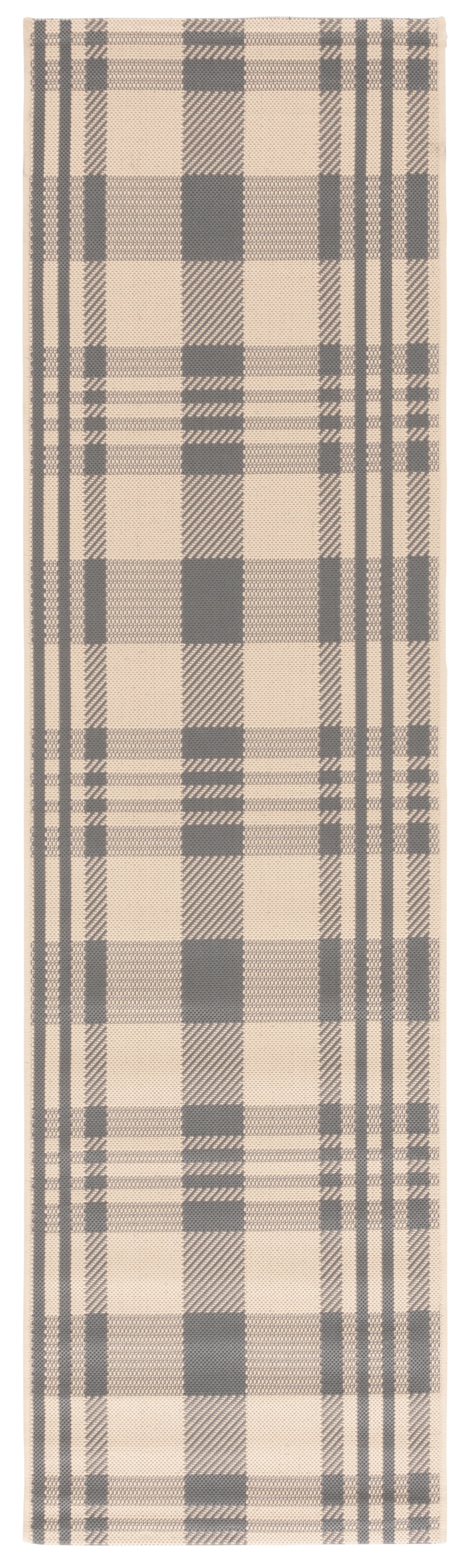 Safavieh Courtyard Benjamin Plaid Indoor/Outdoor Runner Rug, Gray/Bone, 2'3" x 20'