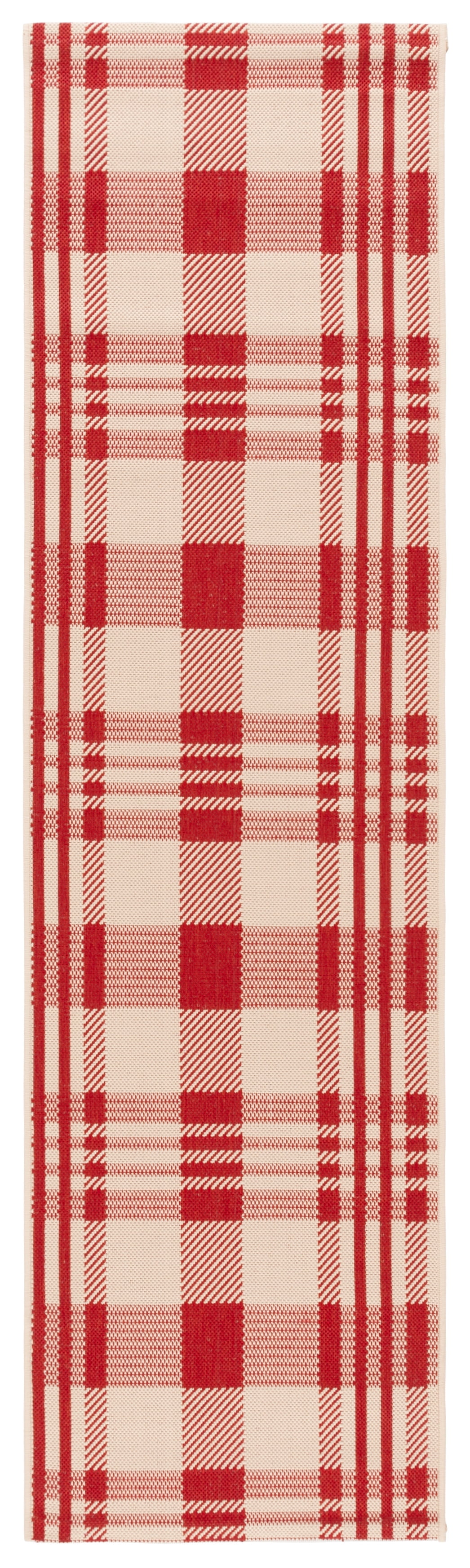 Safavieh Courtyard Benjamin Plaid Indoor/Outdoor Runner Rug, Red/Bone, 2'3" x 20'