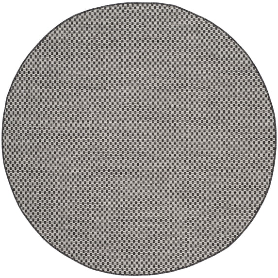 SAFAVIEH Courtyard Blair Checkered Indoor/Outdoor Area Rug, Black/Light Grey, 10' x 10' Round