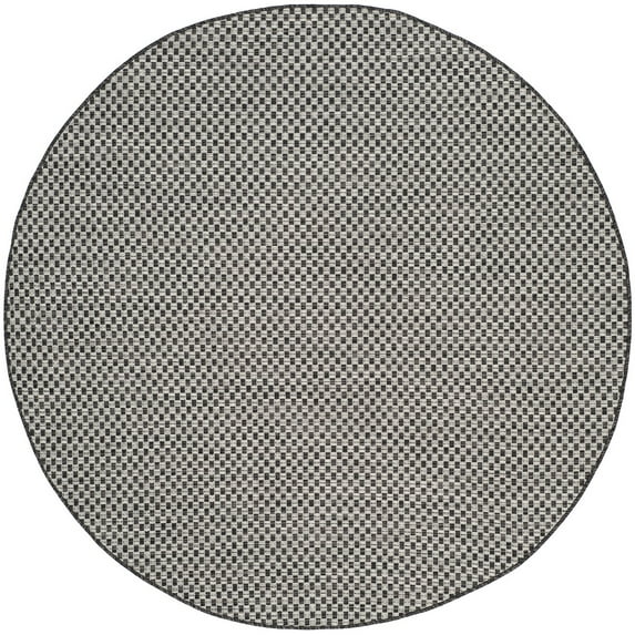 SAFAVIEH Courtyard Blair Checkered Indoor/Outdoor Area Rug, Black/Light Grey, 7'10" x 7'10" Round
