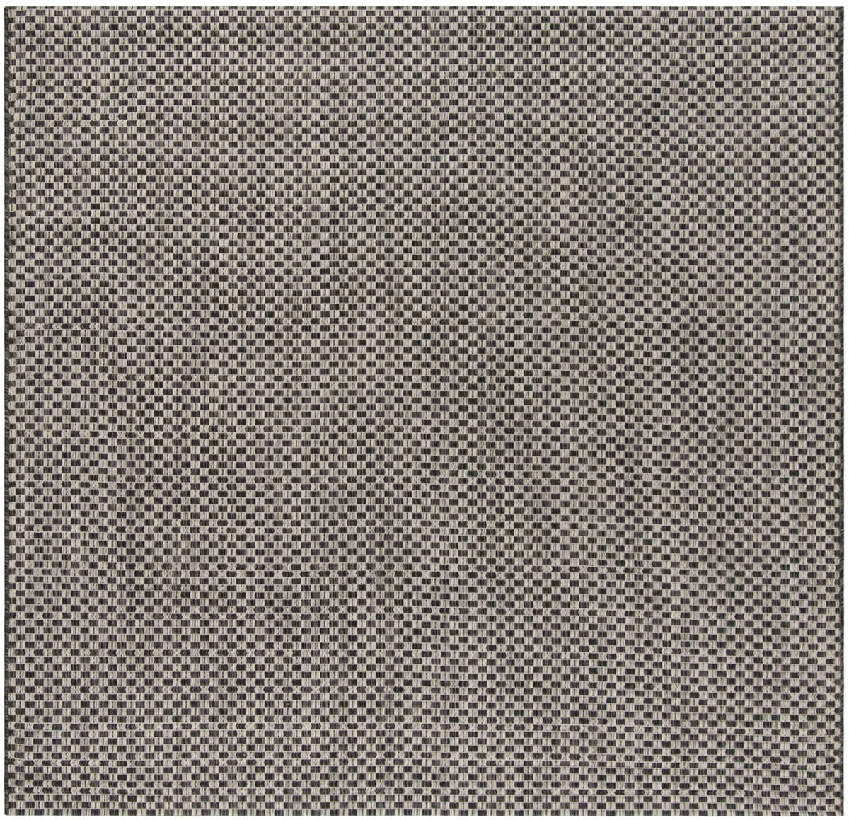 Gray and Black Synthetic Flat Woven Square Rug