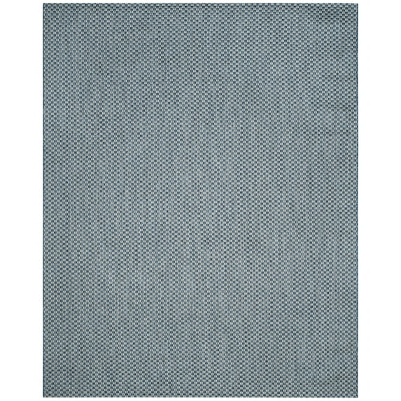 SAFAVIEH Courtyard Blair Checkered Indoor/Outdoor Area Rug, Blue/Light Grey, 8' x 10'