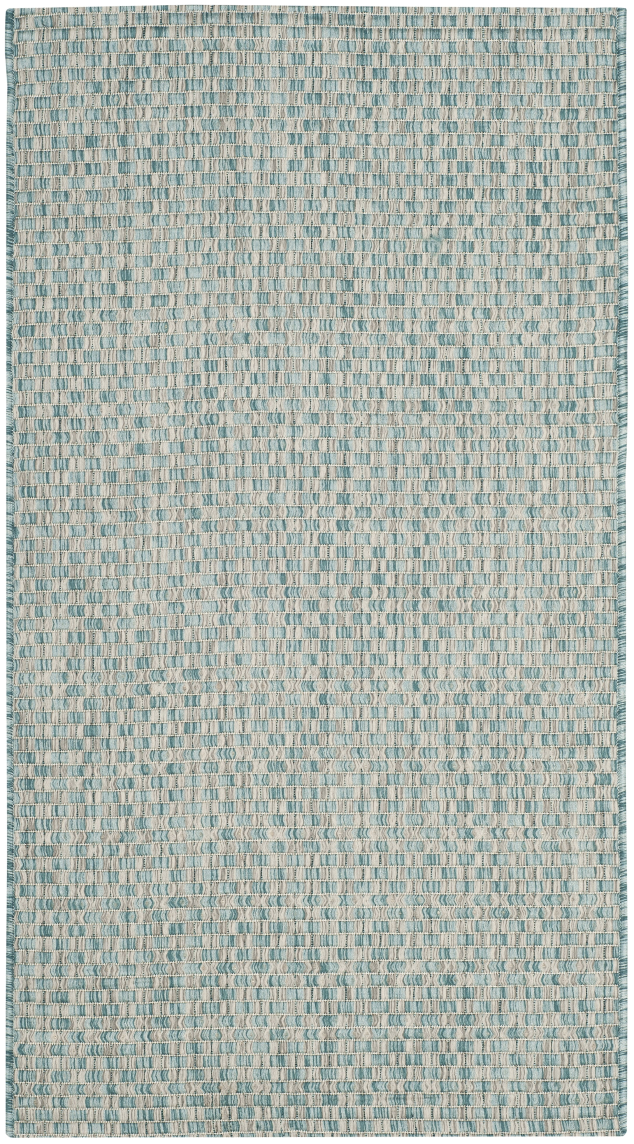 SAFAVIEH Courtyard Blair Checkered Indoor/Outdoor Area Rug, Light Blue/Light Grey, 2'7" x 5'