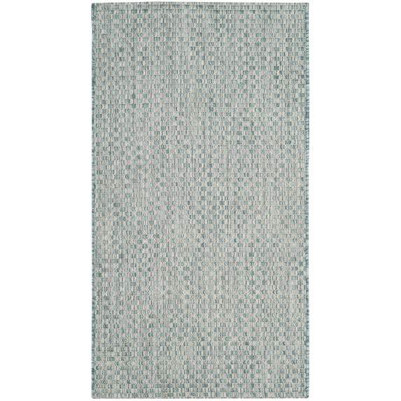 SAFAVIEH Courtyard Blair Checkered Indoor/Outdoor Area Rug, Light Blue/Light Grey, 2'7" x 5'