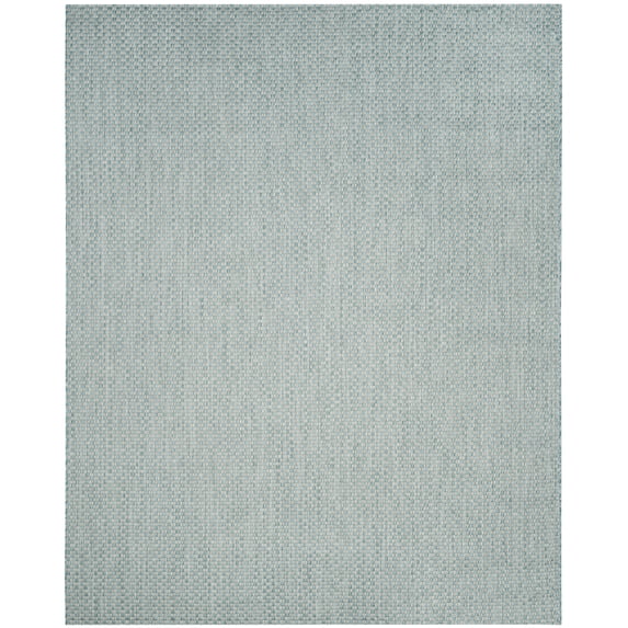 SAFAVIEH Courtyard Blair Checkered Indoor/Outdoor Area Rug, Light Blue/Light Grey, 9' x 12'