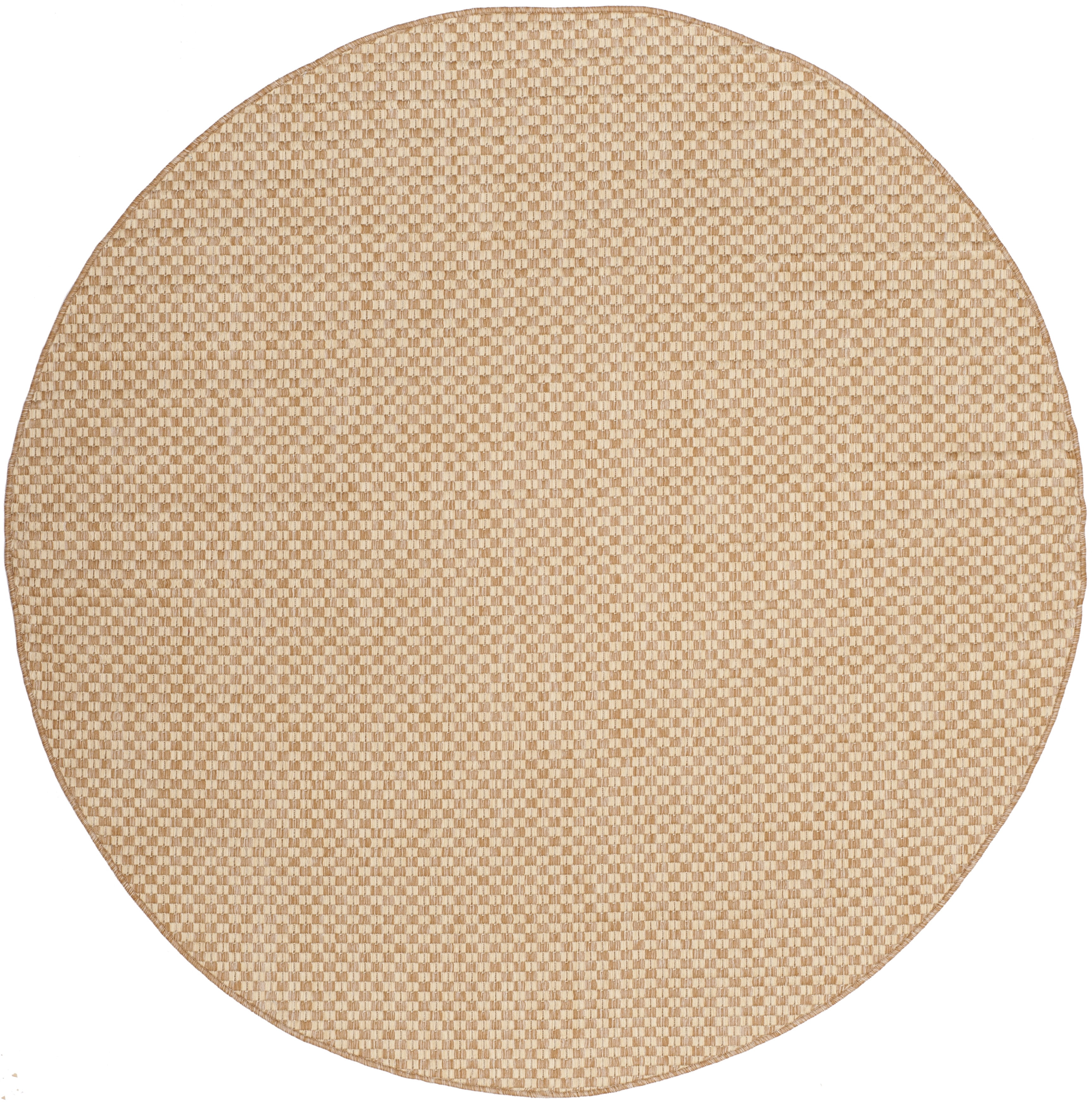 SAFAVIEH Courtyard Blair Checkered Indoor/Outdoor Area Rug, Natural/Cream, 4' x 4' Round