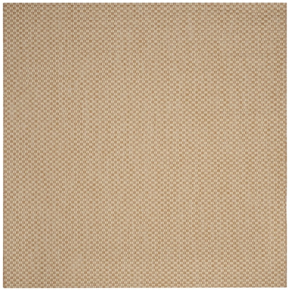 SAFAVIEH Courtyard Blair Checkered Indoor/Outdoor Area Rug, Natural/Cream, 7'10" x 7'10" Square