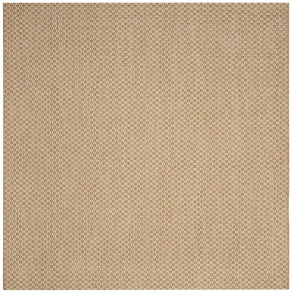 SAFAVIEH Courtyard Blair Checkered Indoor/Outdoor Area Rug, Natural/Cream, 7'10" x 7'10" Square