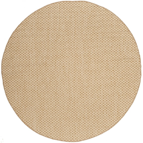 SAFAVIEH Courtyard Blair Checkered Indoor/Outdoor Area Rug, Natural/Cream, 9' x 9' Round
