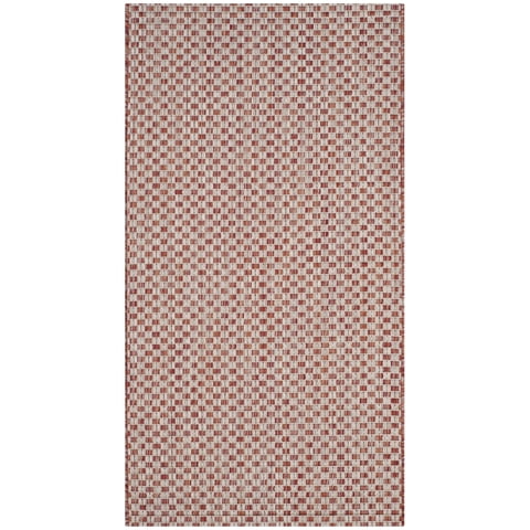 SAFAVIEH Courtyard Blair Checkered Indoor/Outdoor Area Rug, Rust/Light Grey, 2'7" x 5'