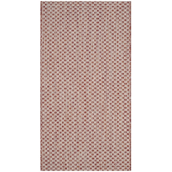 SAFAVIEH Courtyard Blair Checkered Indoor/Outdoor Area Rug, Rust/Light Grey, 2'7" x 5'