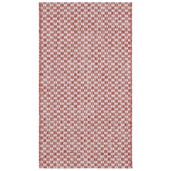 SAFAVIEH Courtyard Blair Checkered Indoor/Outdoor Area Rug, Rust/Light Grey, 2' x 3'7"