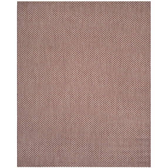 SAFAVIEH Courtyard Blair Checkered Indoor/Outdoor Area Rug, Rust/Light Grey, 9' x 12'