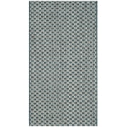 SAFAVIEH Courtyard Blair Checkered Indoor/Outdoor Area Rug, Turquoise/Light Grey, 2' x 3'7"
