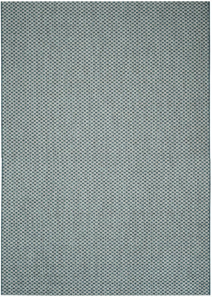 Turquoise & Light Grey Round Easy-Care Synthetic Area Rug