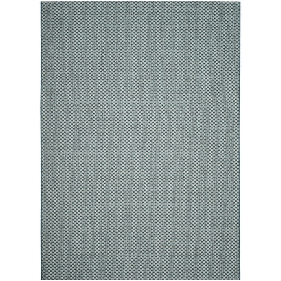 SAFAVIEH Courtyard Blair Checkered Indoor/Outdoor Area Rug, Turquoise/Light Grey, 6'7" x 9'6"
