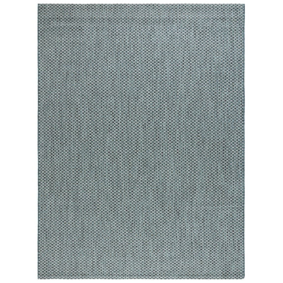 SAFAVIEH Courtyard Blair Checkered Indoor/Outdoor Area Rug, Turquoise/Light Grey, 8' x 10'