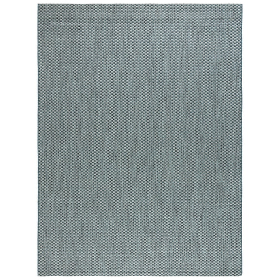SAFAVIEH Courtyard Blair Checkered Indoor/Outdoor Area Rug, Turquoise/Light Grey, 8' x 11'