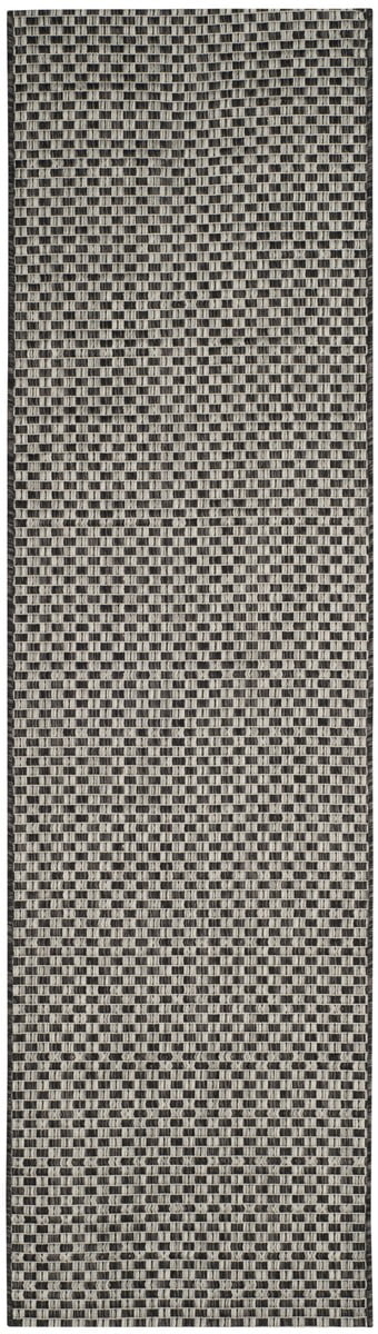 Sleek Black and Light Grey Synthetic Reversible Flatweave Rug 27in x 14in