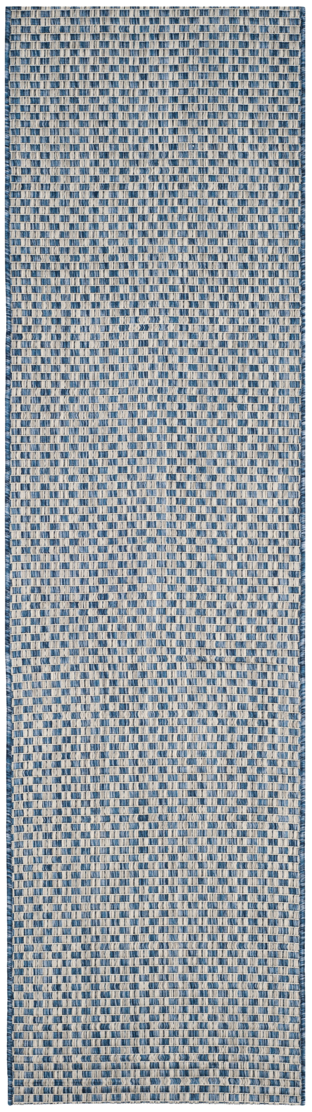 SAFAVIEH Courtyard Blair Checkered Indoor/Outdoor Runner Rug, Blue ...