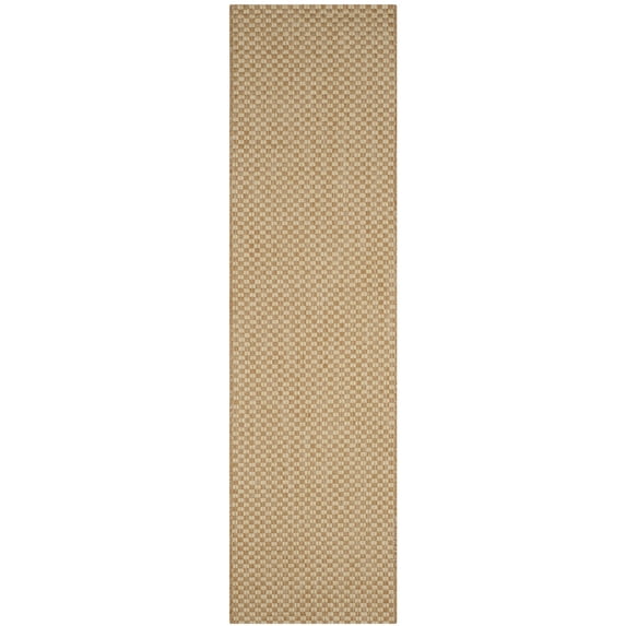 SAFAVIEH Courtyard Blair Checkered Indoor/Outdoor Runner Rug, Natural/Cream, 2'3" x 18'