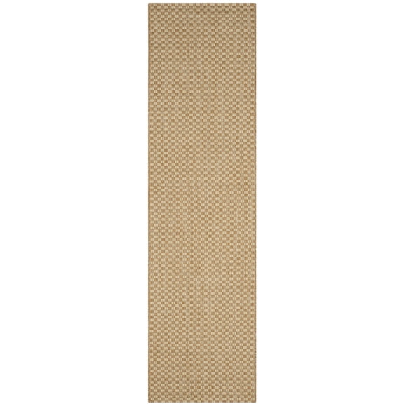 SAFAVIEH Courtyard Blair Checkered Indoor/Outdoor Runner Rug, Natural/Cream, 2'3" x 22'