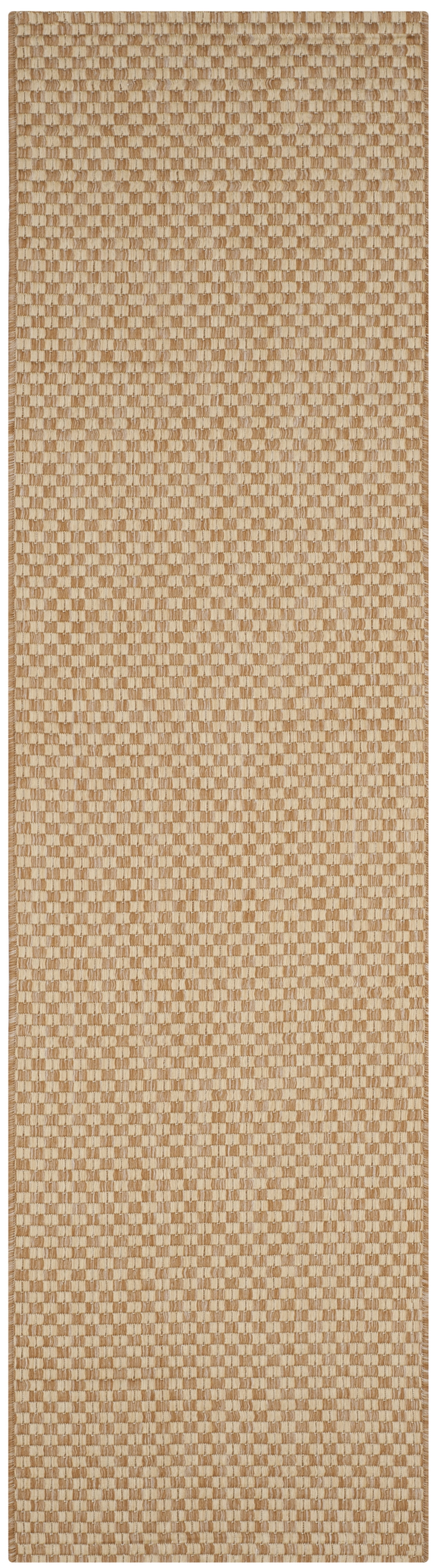 SAFAVIEH Courtyard Blair Checkered Indoor/Outdoor Runner Rug, Natural ...