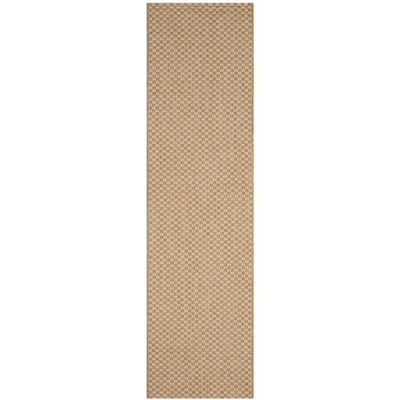SAFAVIEH Courtyard Blair Checkered Indoor/Outdoor Runner Rug, Natural/Cream, 2'3" x 8'
