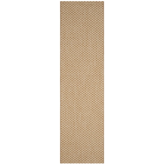 SAFAVIEH Courtyard Blair Checkered Indoor/Outdoor Runner Rug, Natural/Cream, 2'3" x 8'