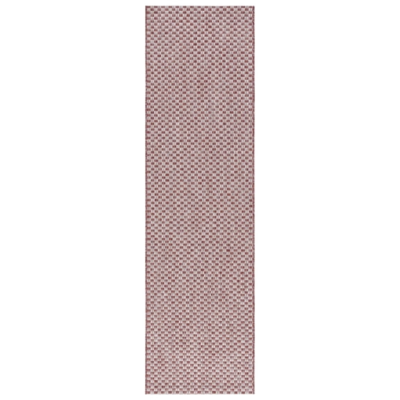 SAFAVIEH Courtyard Blair Checkered Indoor/Outdoor Runner Rug, Rust/Light Grey, 2'3" x 5'