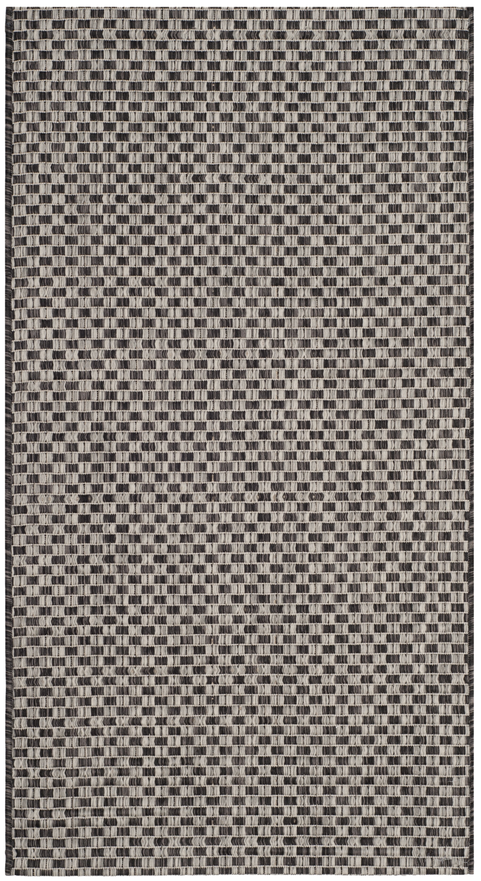 SAFAVIEH Courtyard Blair Geometric Indoor/Outdoor Area Rug, 2'7" x 5', Black/Light Grey