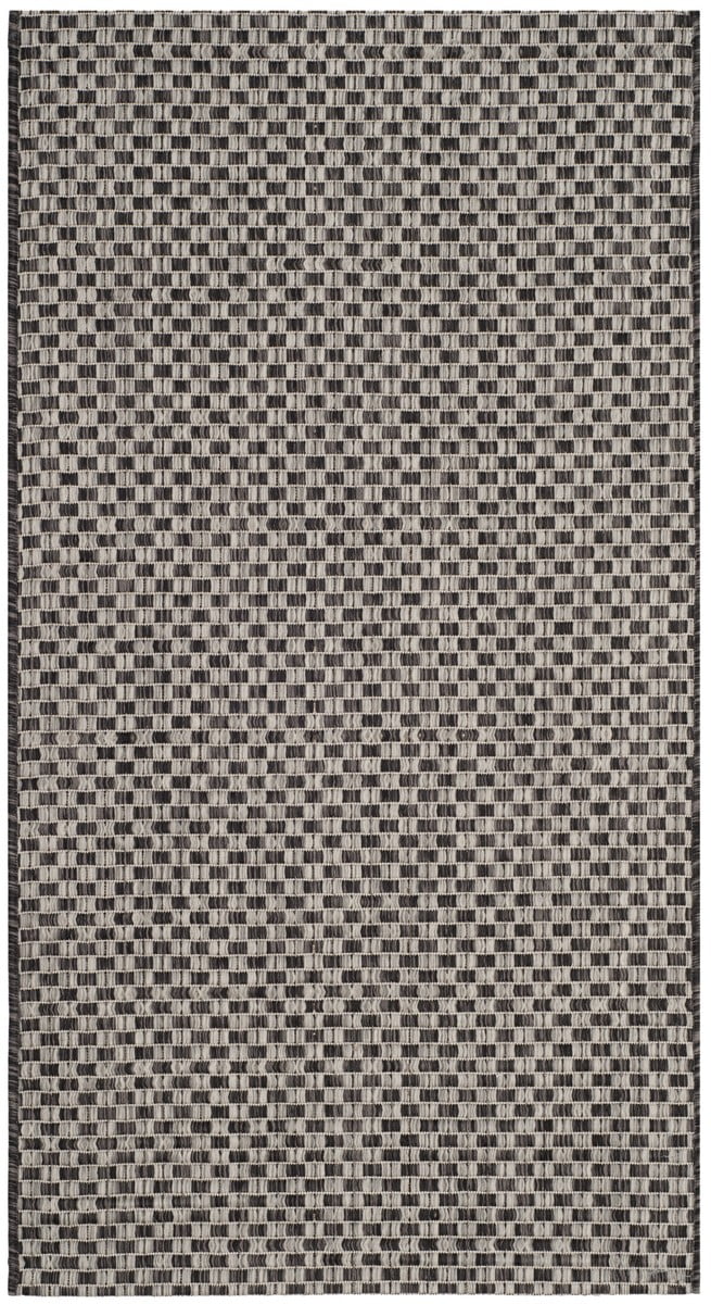 Round Gray Synthetic Easy Care Indoor/Outdoor Rug