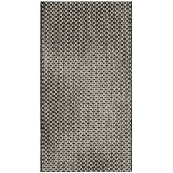 SAFAVIEH Courtyard Blair Geometric Indoor/Outdoor Area Rug, 2' x 3'7", Black/Light Grey