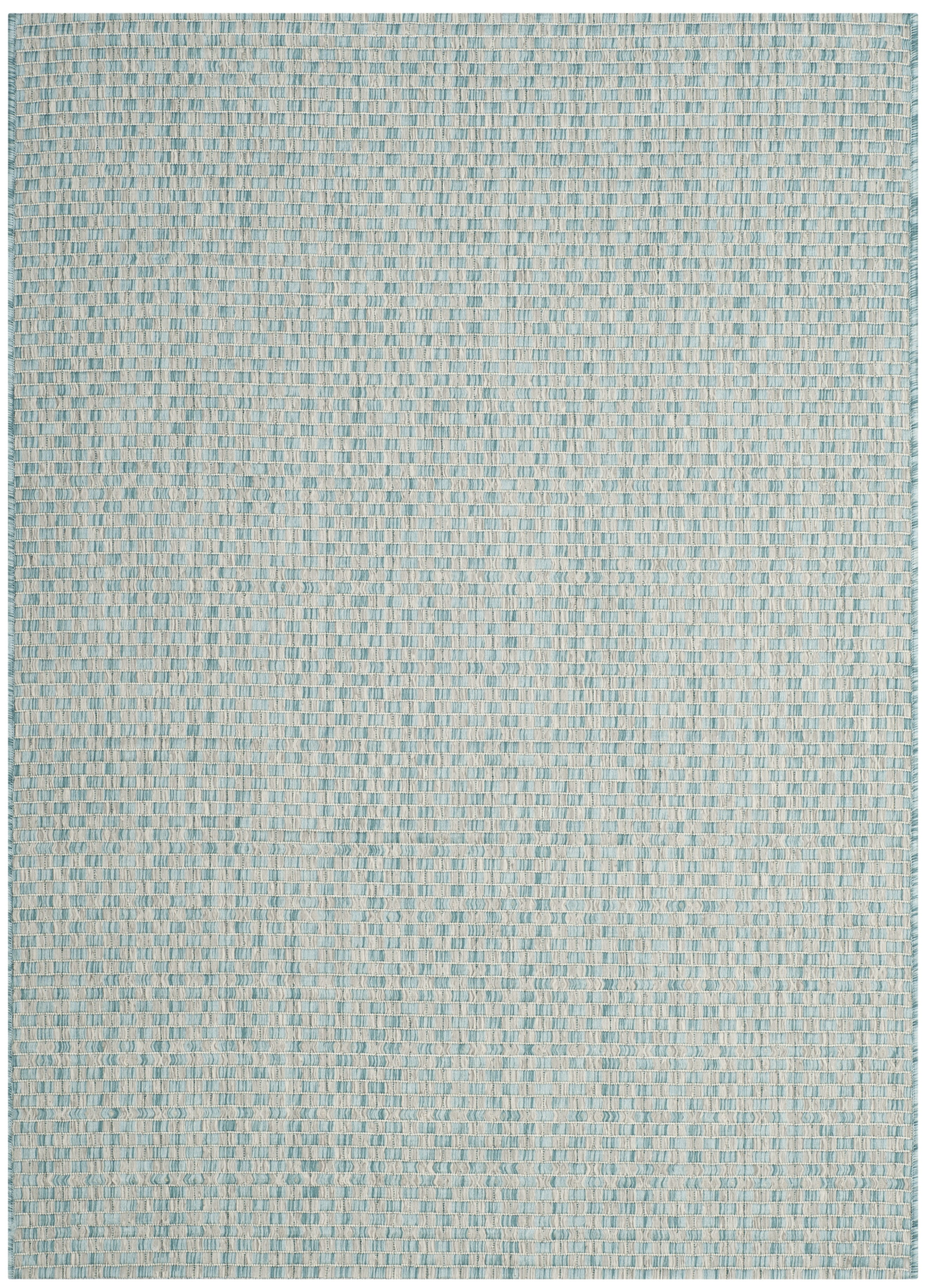 SAFAVIEH Courtyard Blair Geometric Indoor/Outdoor Area Rug, 4' x 5'7", Light Blue/Light Grey
