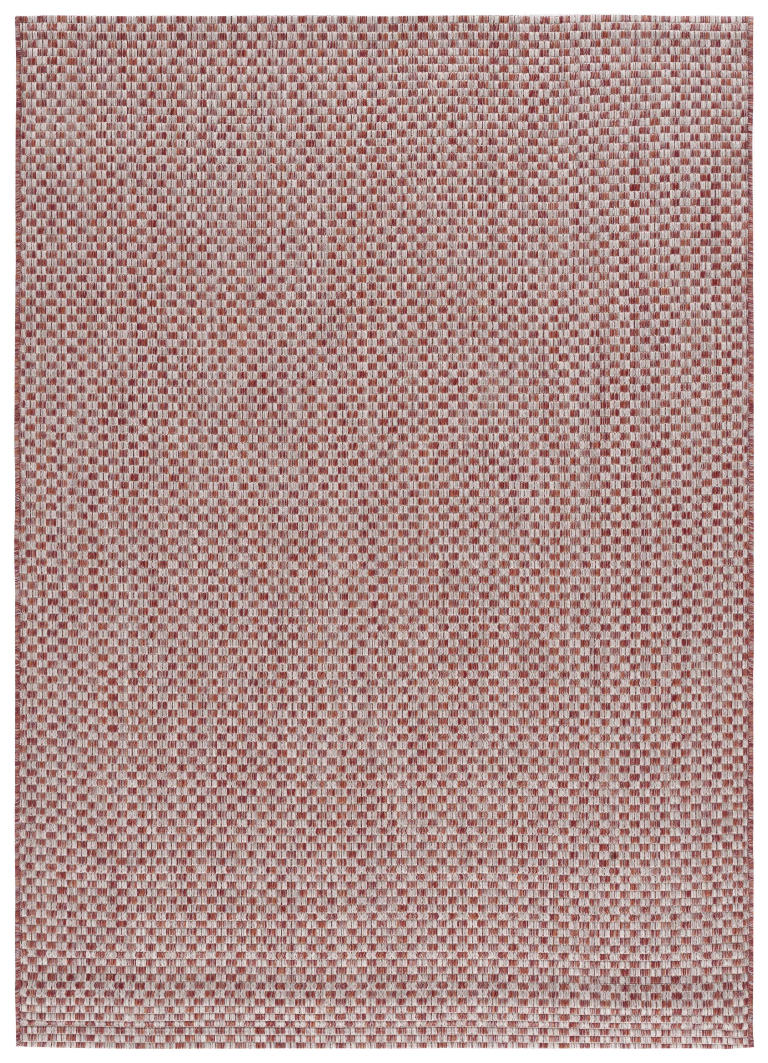 SAFAVIEH Courtyard Blair Geometric Indoor/Outdoor Area Rug, 4' x 5'7", Rust/Light Grey