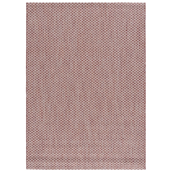 SAFAVIEH Courtyard Blair Geometric Indoor/Outdoor Area Rug, 4' x 5'7", Rust/Light Grey
