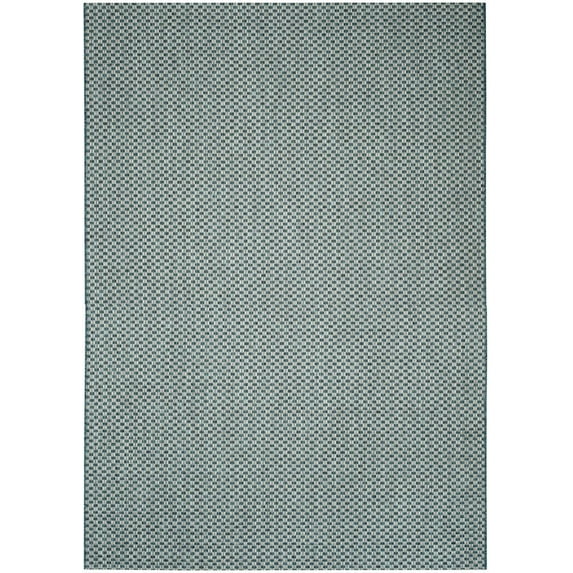 SAFAVIEH Courtyard Blair Geometric Indoor/Outdoor Area Rug, 4' x 5'7", Turquoise/Light Grey