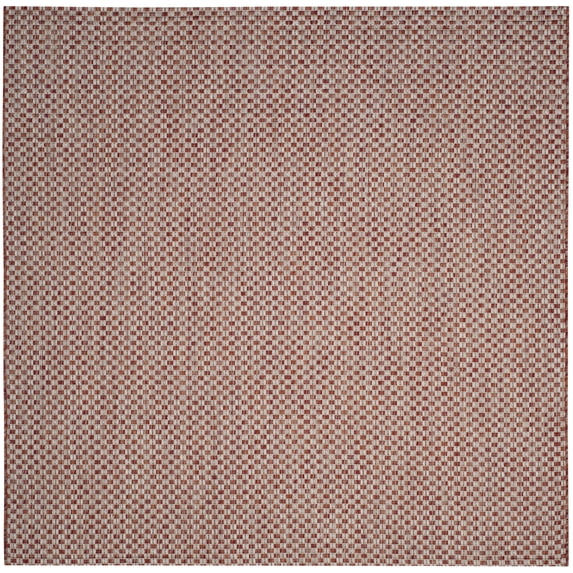 SAFAVIEH Courtyard Blair Geometric Indoor/Outdoor Area Rug, 6'7" x 6'7" Square, Rust/Light Grey