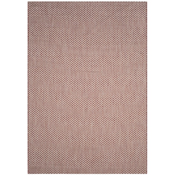 SAFAVIEH Courtyard Blair Geometric Indoor/Outdoor Area Rug, 6'7" x 9'6", Rust/Light Grey