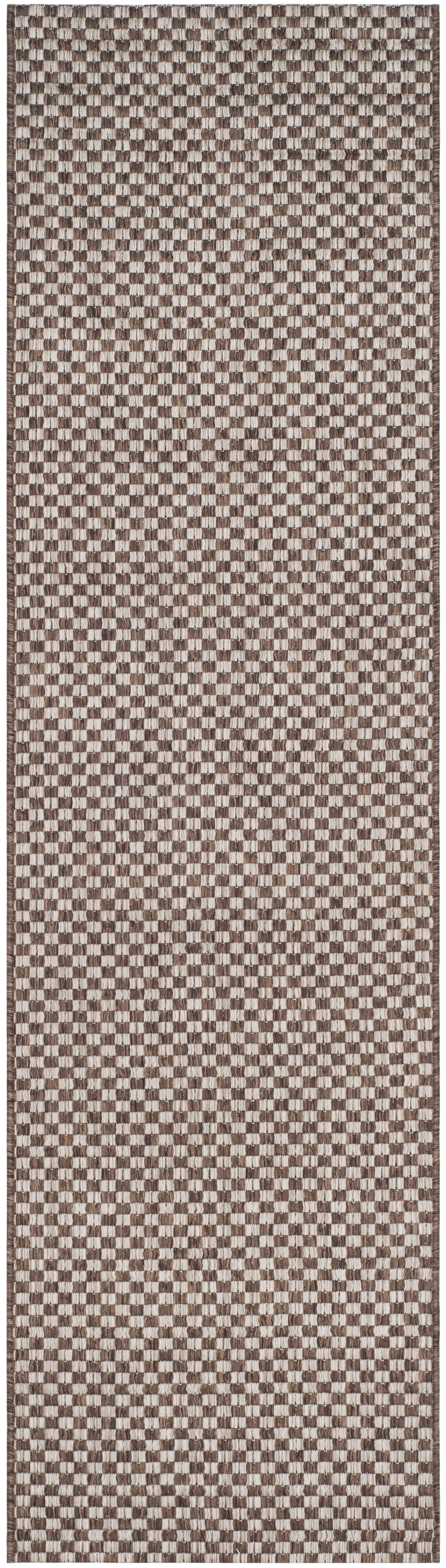 SAFAVIEH Courtyard Blair Geometric Indoor/Outdoor Runner, 2'3" x 10', Light Brown/Light Grey