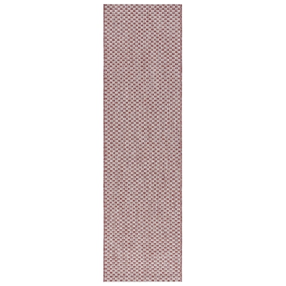 SAFAVIEH Courtyard Blair Geometric Indoor/Outdoor Runner, 2'3" x 12', Rust/Light Grey