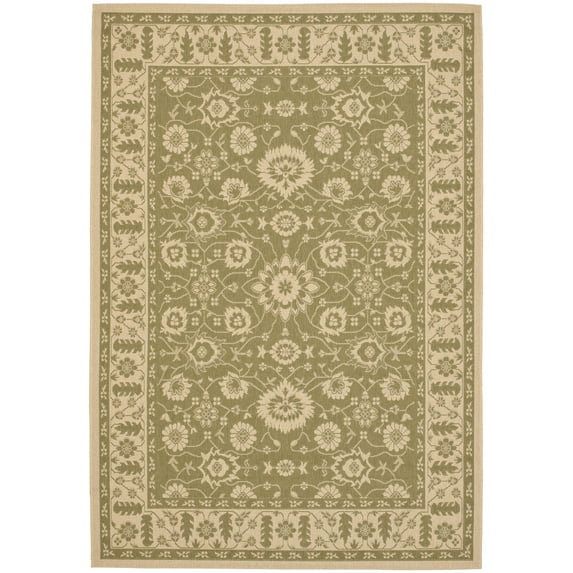Safavieh Courtyard Blake Oriental Indoor/Outdoor Area Rug, Green/Creme, 5'3" x 7'7"