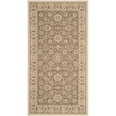 SAFAVIEH Courtyard Blake Traditional Indoor/Outdoor Area Rug Brown/Cream, 2'7" x 5'
