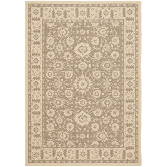 SAFAVIEH Courtyard Blake Traditional Indoor/Outdoor Area Rug Brown/Cream, 6'7" x 9'6"