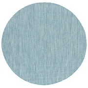 SAFAVIEH Courtyard Blazhe Chevron Indoor/Outdoor Area Rug, Aqua/Grey, 9' x 9' Round