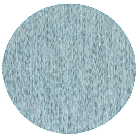 SAFAVIEH Courtyard Blazhe Chevron Indoor/Outdoor Area Rug, Aqua/Grey, 9' x 9' Round